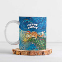 Merry Catmas Ceramic Mug Cat Hanging On Xmas Tree - Wonder Print Shop