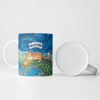 Merry Catmas Ceramic Mug Cat Hanging On Xmas Tree - Wonder Print Shop