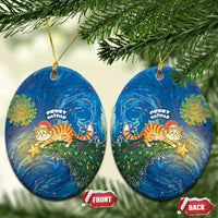 Merry Catmas Ceramic Ornament Cat Hanging On Xmas Tree - Wonder Print Shop
