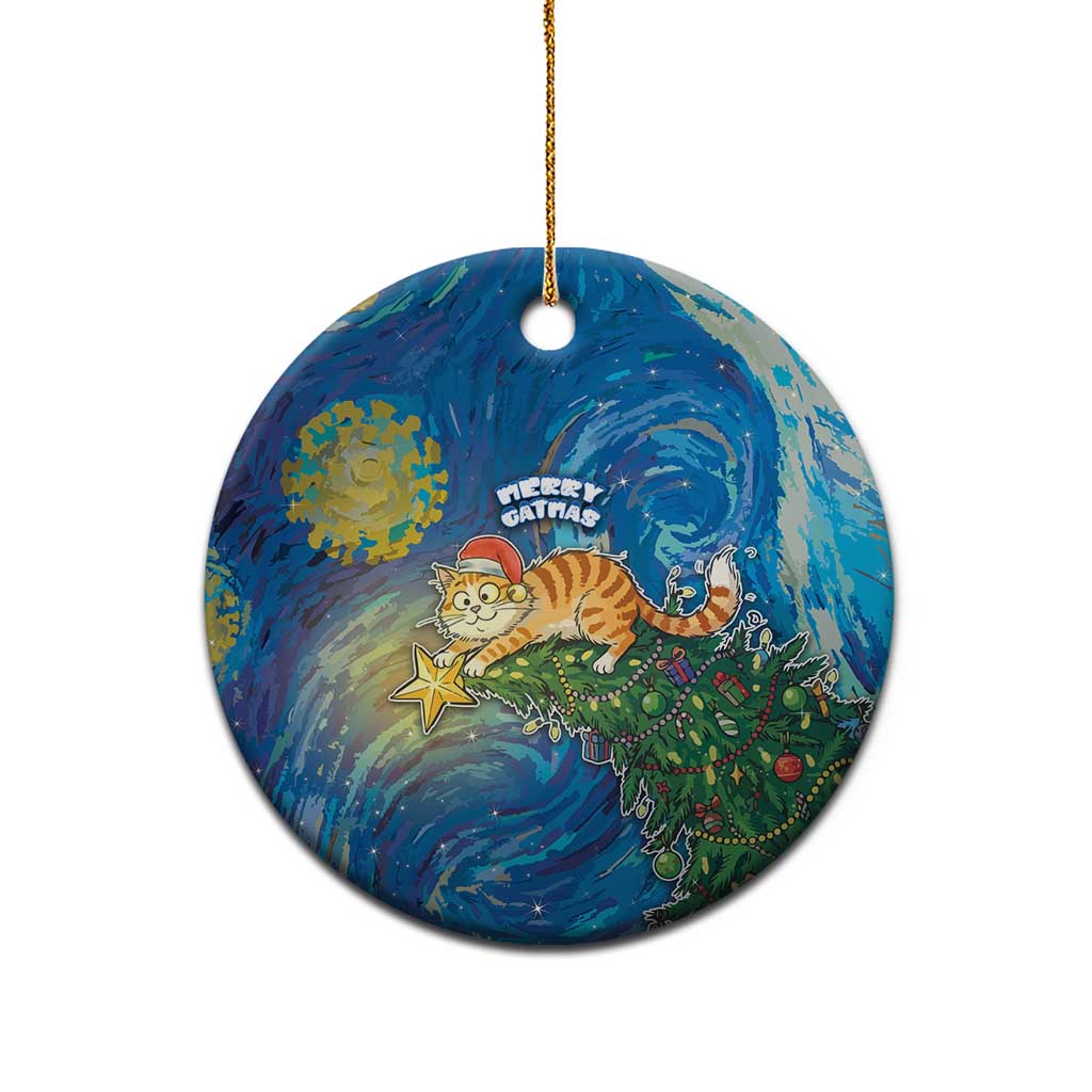 Merry Catmas Ceramic Ornament Cat Hanging On Xmas Tree - Wonder Print Shop