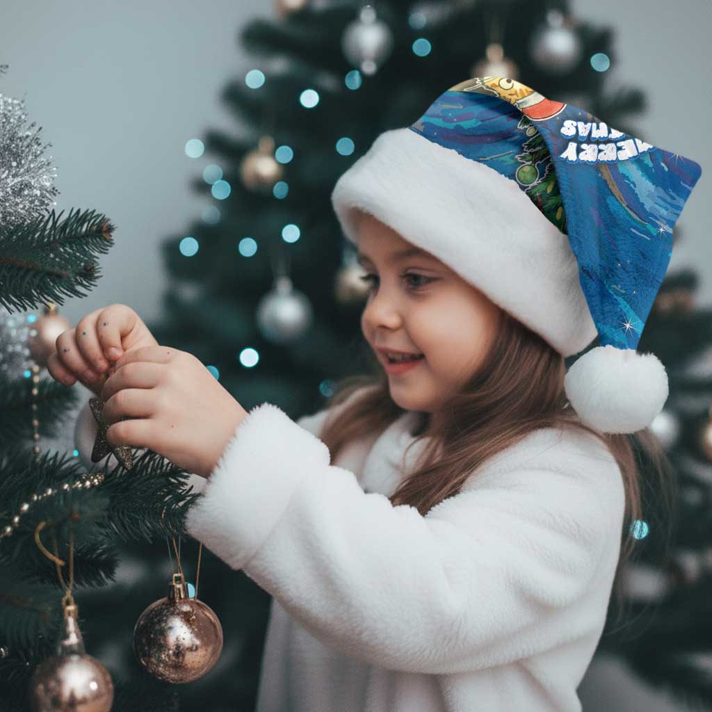 Merry Catmas Christmas Santa Hat Cat Hanging On Xmas Tree - Wonder Print Shop