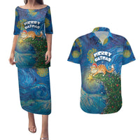 Merry Catmas Couples Matching Puletasi and Hawaiian Shirt Cat Hanging On Xmas Tree - Wonder Print Shop