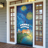 Merry Catmas Door Cover Cat Hanging On Xmas Tree - Wonder Print Shop