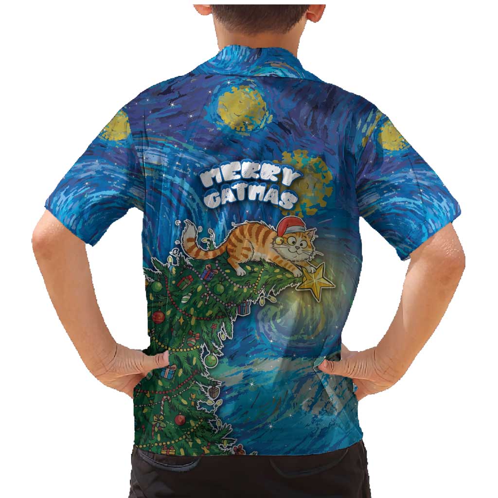 Merry Catmas Family Matching Mermaid Dress and Hawaiian Shirt Cat Hanging On Xmas Tree - Wonder Print Shop