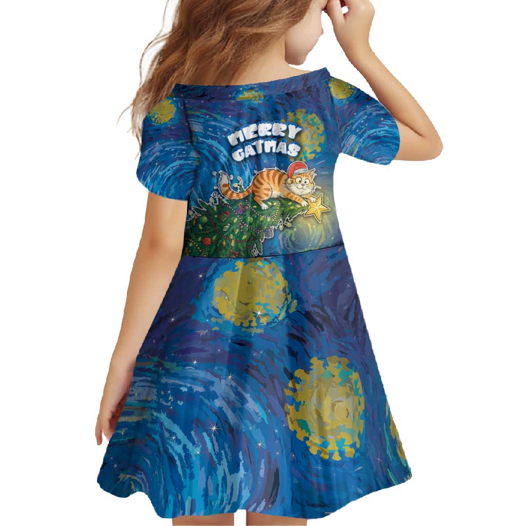 Merry Catmas Family Matching Mermaid Dress and Hawaiian Shirt Cat Hanging On Xmas Tree - Wonder Print Shop