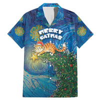 Merry Catmas Family Matching Mermaid Dress and Hawaiian Shirt Cat Hanging On Xmas Tree - Wonder Print Shop