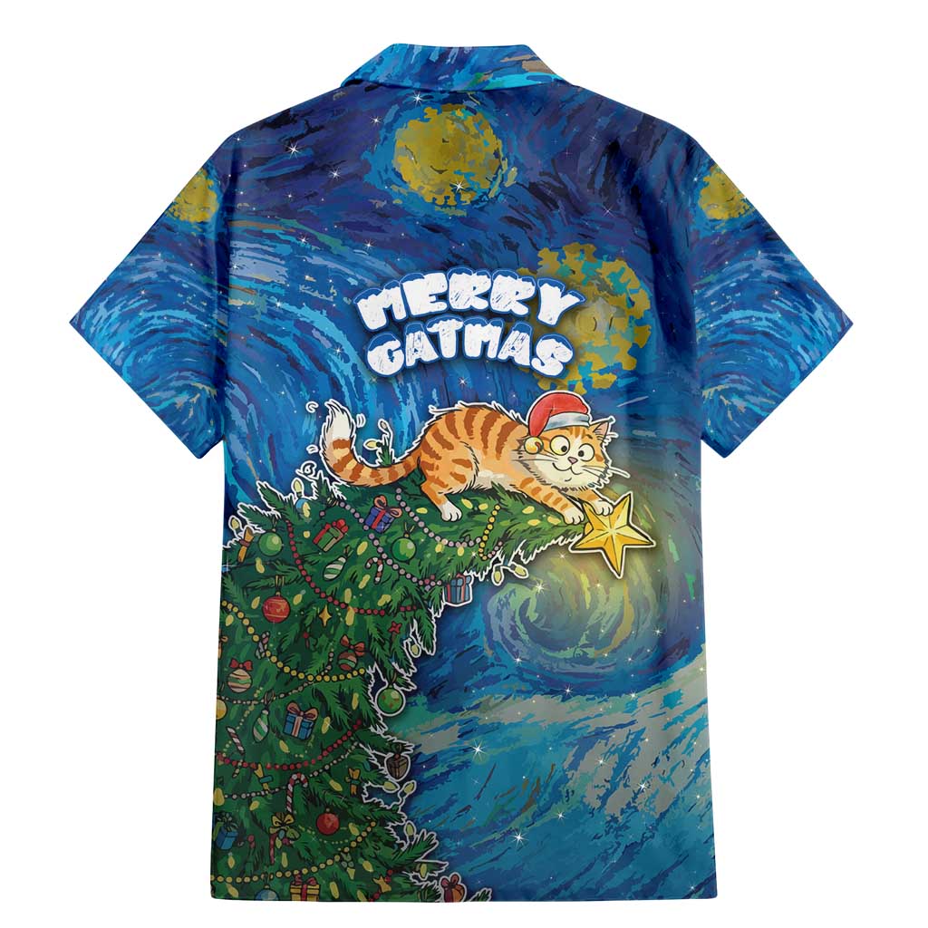Merry Catmas Family Matching Mermaid Dress and Hawaiian Shirt Cat Hanging On Xmas Tree - Wonder Print Shop