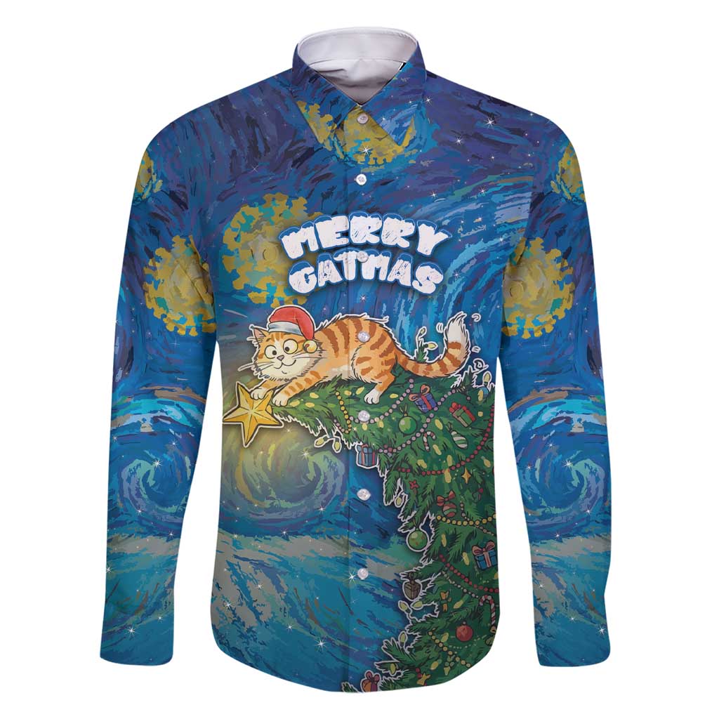 Merry Catmas Family Matching Short Sleeve Bodycon Dress and Hawaiian Shirt Cat Hanging On Xmas Tree - Wonder Print Shop