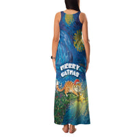 Merry Catmas Family Matching Tank Maxi Dress and Hawaiian Shirt Cat Hanging On Xmas Tree - Wonder Print Shop