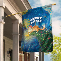 Merry Catmas Garden Flag Cat Hanging On Xmas Tree - Wonder Print Shop