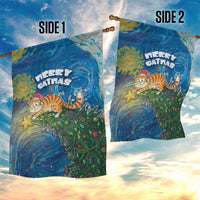 Merry Catmas Garden Flag Cat Hanging On Xmas Tree - Wonder Print Shop