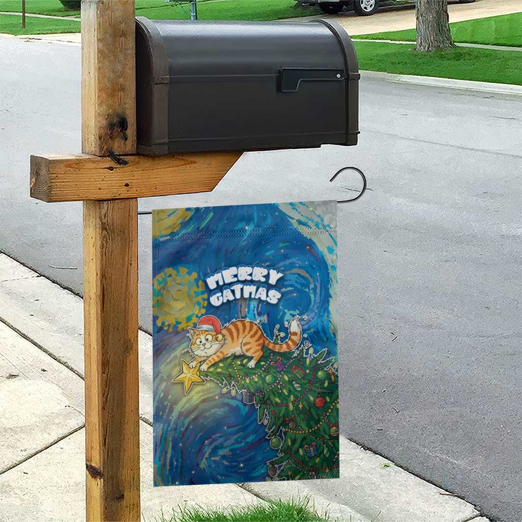 Merry Catmas Garden Flag Cat Hanging On Xmas Tree - Wonder Print Shop