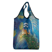Merry Catmas Grocery Bag Cat Hanging On Xmas Tree - Wonder Print Shop