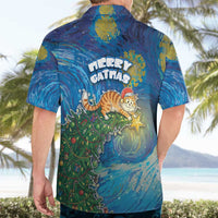 Merry Catmas Hawaiian Shirt Cat Hanging On Xmas Tree - Wonder Print Shop
