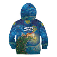 Merry Catmas Kid Hoodie Cat Hanging On Xmas Tree - Wonder Print Shop