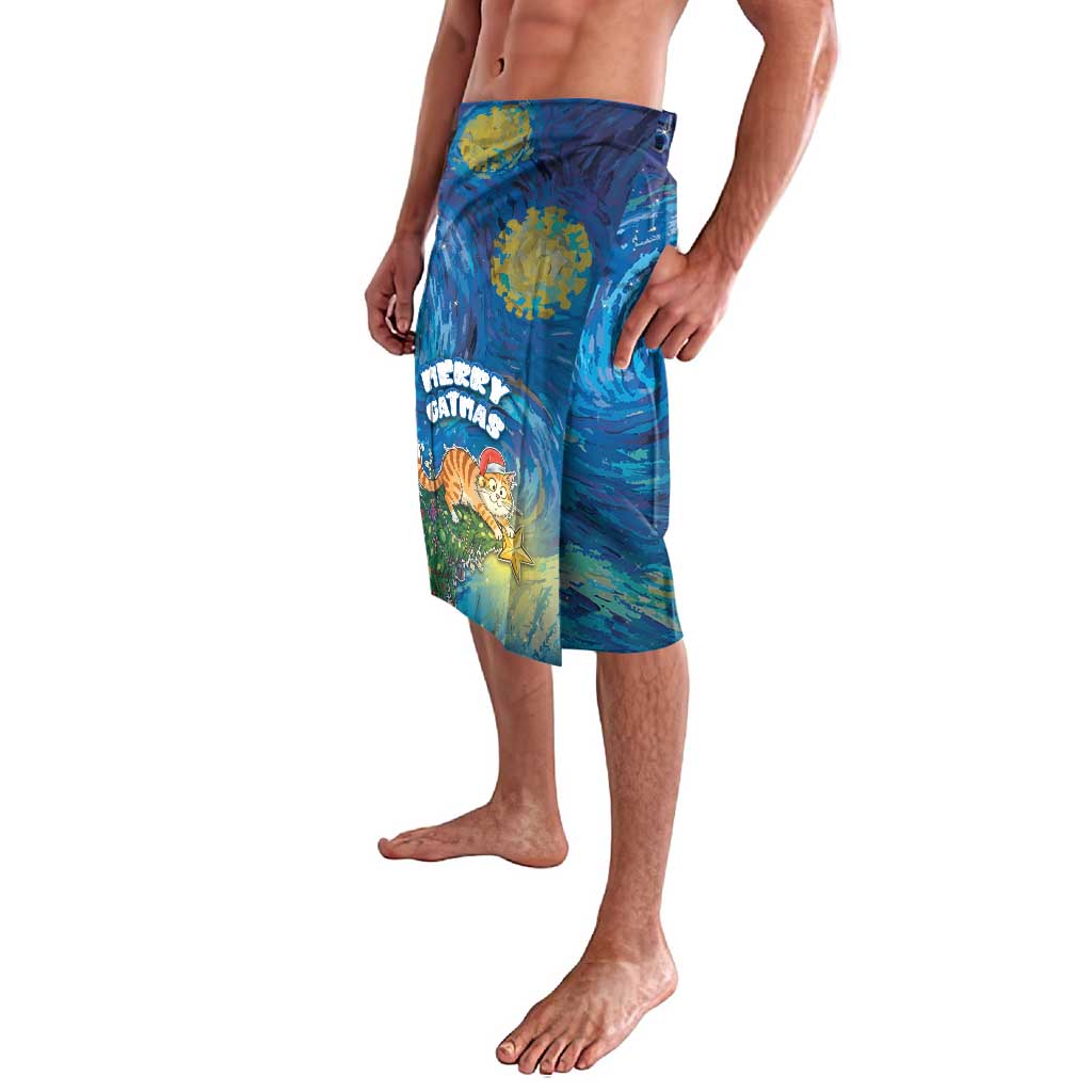 Merry Catmas Lavalava Cat Hanging On Xmas Tree - Wonder Print Shop