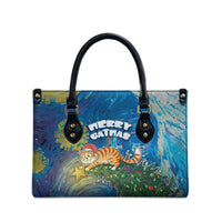 Merry Catmas Leather Bag Cat Hanging On Xmas Tree - Wonder Print Shop