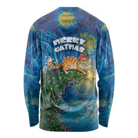 Merry Catmas Long Sleeve Shirt Cat Hanging On Xmas Tree - Wonder Print Shop