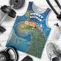 Merry Catmas Men Tank Top Cat Hanging On Xmas Tree - Wonder Print Shop