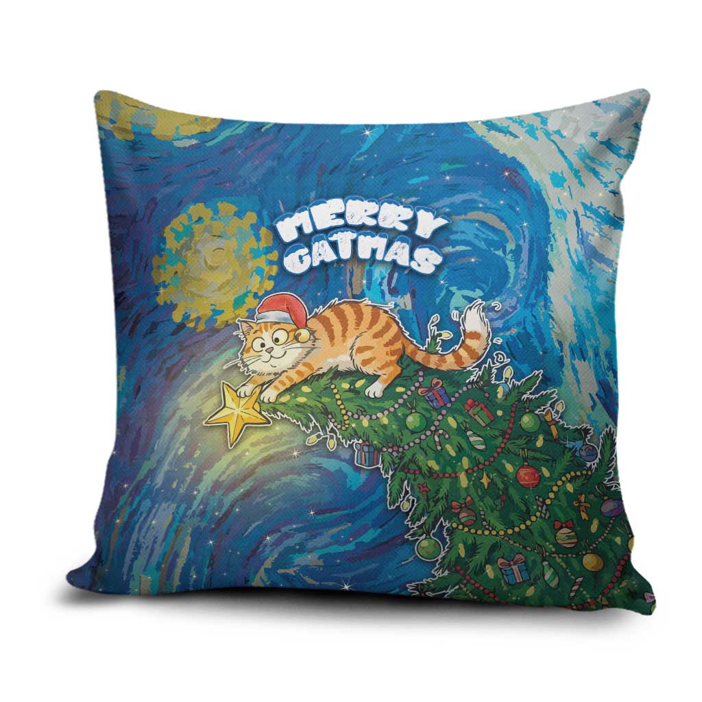 Merry Catmas Pillow Cover Cat Hanging On Xmas Tree - Wonder Print Shop