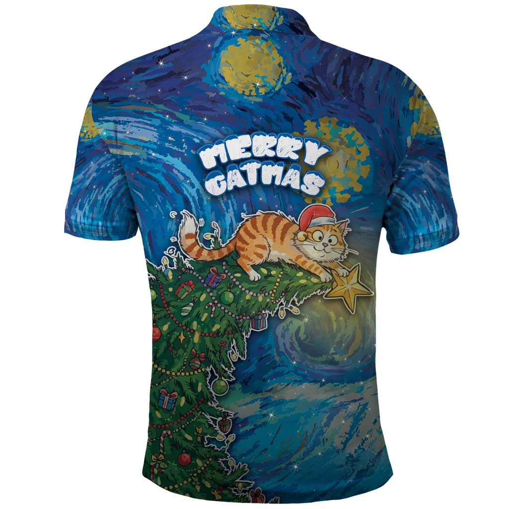 Merry Catmas Polo Shirt Cat Hanging On Xmas Tree - Wonder Print Shop