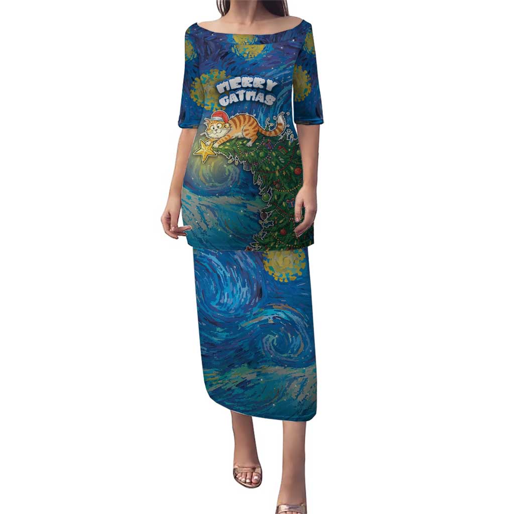 Merry Catmas Puletasi Cat Hanging On Xmas Tree - Wonder Print Shop