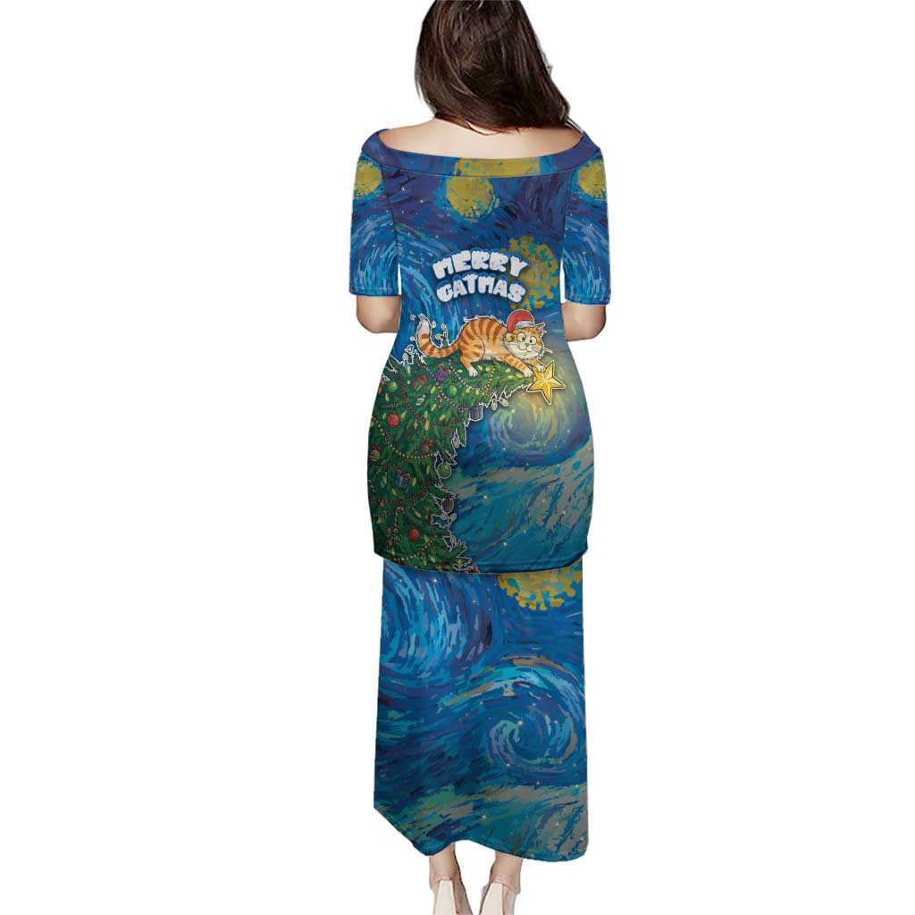 Merry Catmas Puletasi Cat Hanging On Xmas Tree - Wonder Print Shop