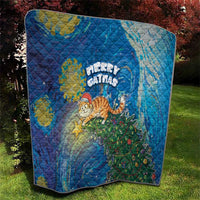 Merry Catmas Quilt Cat Hanging On Xmas Tree - Wonder Print Shop