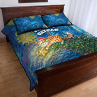 Merry Catmas Quilt Bed Set Cat Hanging On Xmas Tree - Wonder Print Shop