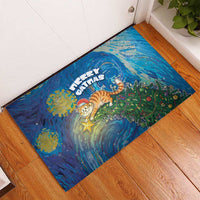 Merry Catmas Rubber Doormat Cat Hanging On Xmas Tree - Wonder Print Shop