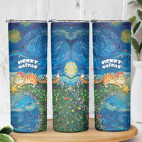 Merry Catmas Skinny Tumbler Cat Hanging On Xmas Tree - Wonder Print Shop