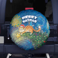 Merry Catmas Spare Tire Cover Cat Hanging On Xmas Tree - Wonder Print Shop