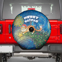 Merry Catmas Spare Tire Cover Cat Hanging On Xmas Tree - Wonder Print Shop