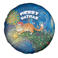 Merry Catmas Spare Tire Cover Cat Hanging On Xmas Tree - Wonder Print Shop