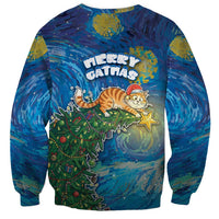 Merry Catmas Sweatshirt Cat Hanging On Xmas Tree - Wonder Print Shop