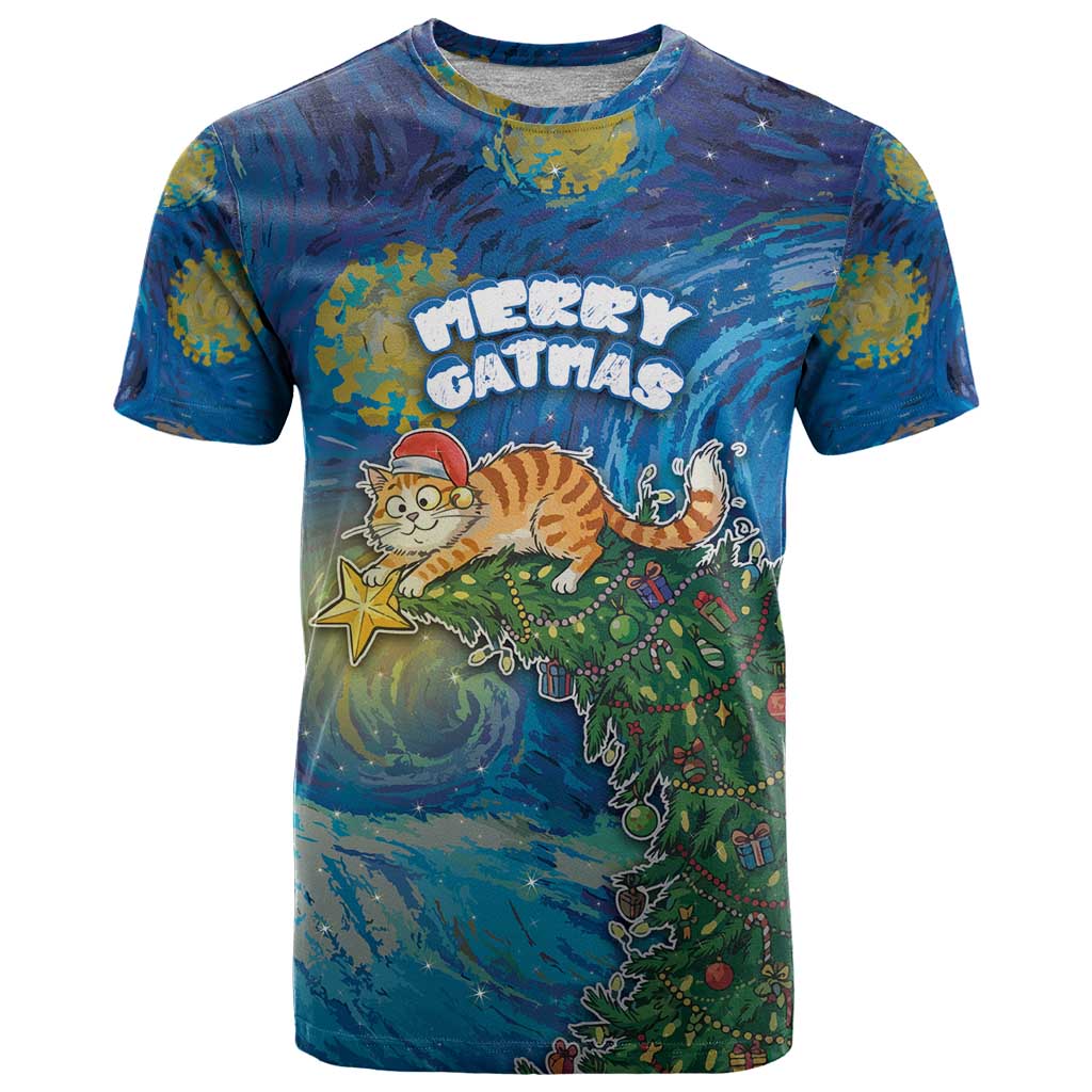 Merry Catmas T Shirt Cat Hanging On Xmas Tree - Wonder Print Shop
