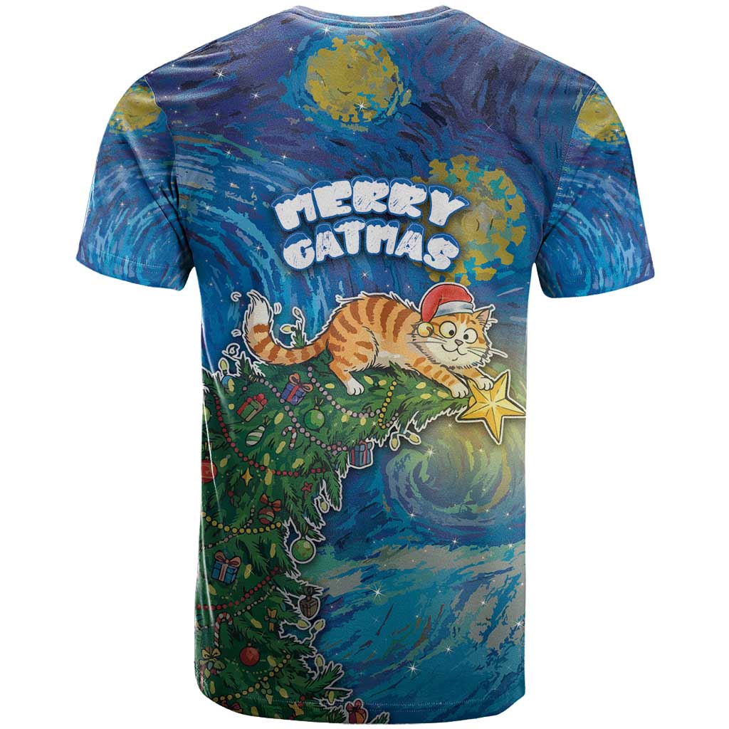 Merry Catmas T Shirt Cat Hanging On Xmas Tree - Wonder Print Shop