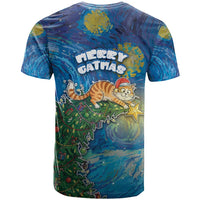 Merry Catmas T Shirt Cat Hanging On Xmas Tree - Wonder Print Shop