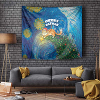 Merry Catmas Tapestry Cat Hanging On Xmas Tree - Wonder Print Shop