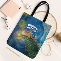 Merry Catmas Tote Bag Cat Hanging On Xmas Tree - Wonder Print Shop
