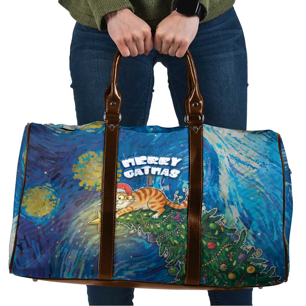 Merry Catmas Travel Bag Cat Hanging On Xmas Tree - Wonder Print Shop