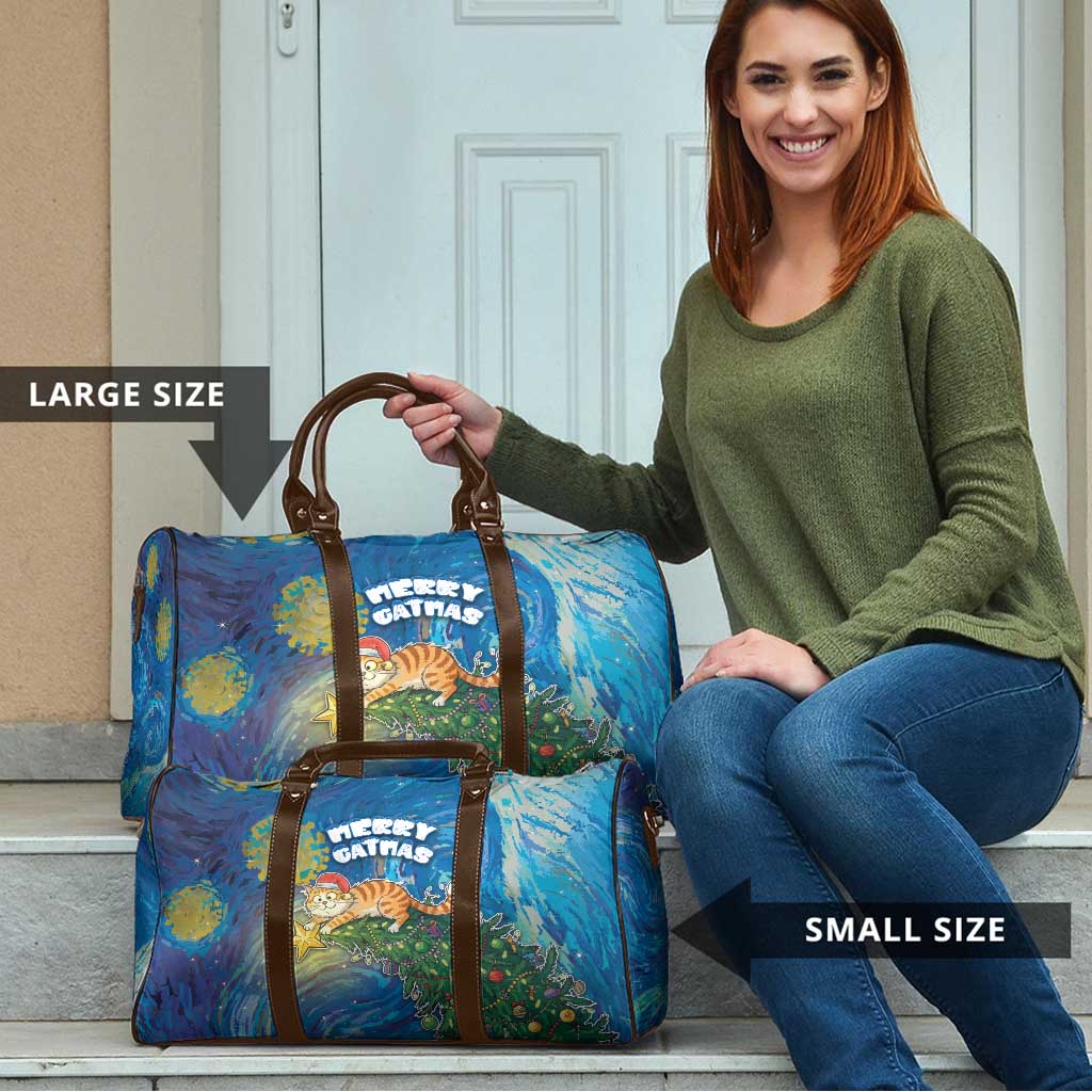 Merry Catmas Travel Bag Cat Hanging On Xmas Tree - Wonder Print Shop