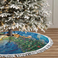 Merry Catmas Tree Skirt Cat Hanging On Xmas Tree - Wonder Print Shop