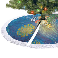 Merry Catmas Tree Skirt Cat Hanging On Xmas Tree - Wonder Print Shop