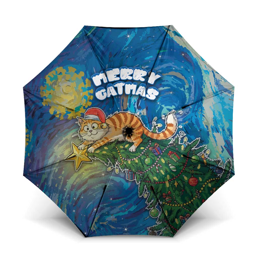 Merry Catmas Umbrella Cat Hanging On Xmas Tree - Wonder Print Shop