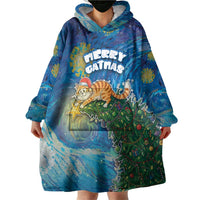 Merry Catmas Wearable Blanket Hoodie Cat Hanging On Xmas Tree - Wonder Print Shop