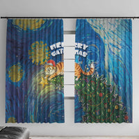 Merry Catmas Window Curtain Cat Hanging On Xmas Tree - Wonder Print Shop