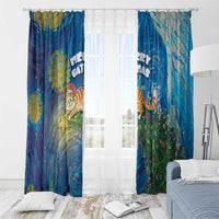 Merry Catmas Window Curtain Cat Hanging On Xmas Tree - Wonder Print Shop