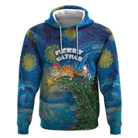 Merry Catmas Zip Hoodie Cat Hanging On Xmas Tree - Wonder Print Shop