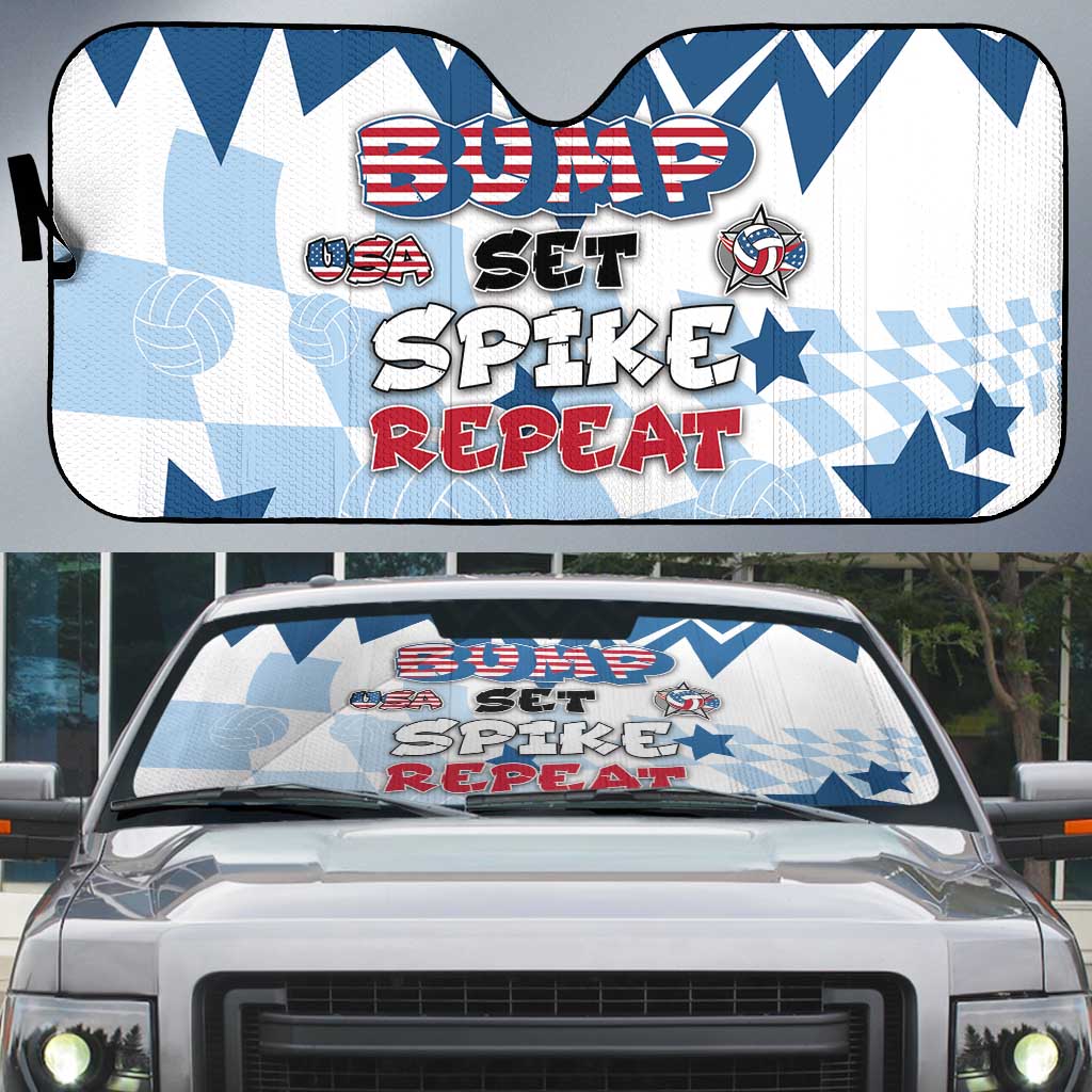 USA Volleyball Auto Sun Shade Bump Set Spike Repeat